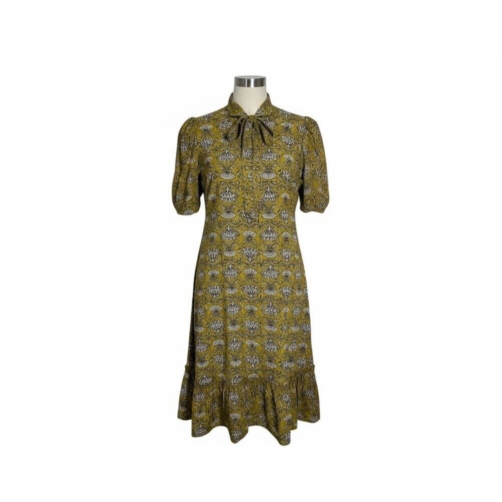Mod's Mahal Floral Split Neck Midi Dress Womens Size XS Pockets Block Print Boho